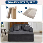 Poltrona a 2 Posti in Velluto a Coste con Cuscini, Cloud Lounger per Soggiorno e Camera da Letto, Divano Letto Pieghevole Senza Montaggio, Design Compatto Salvaspazio