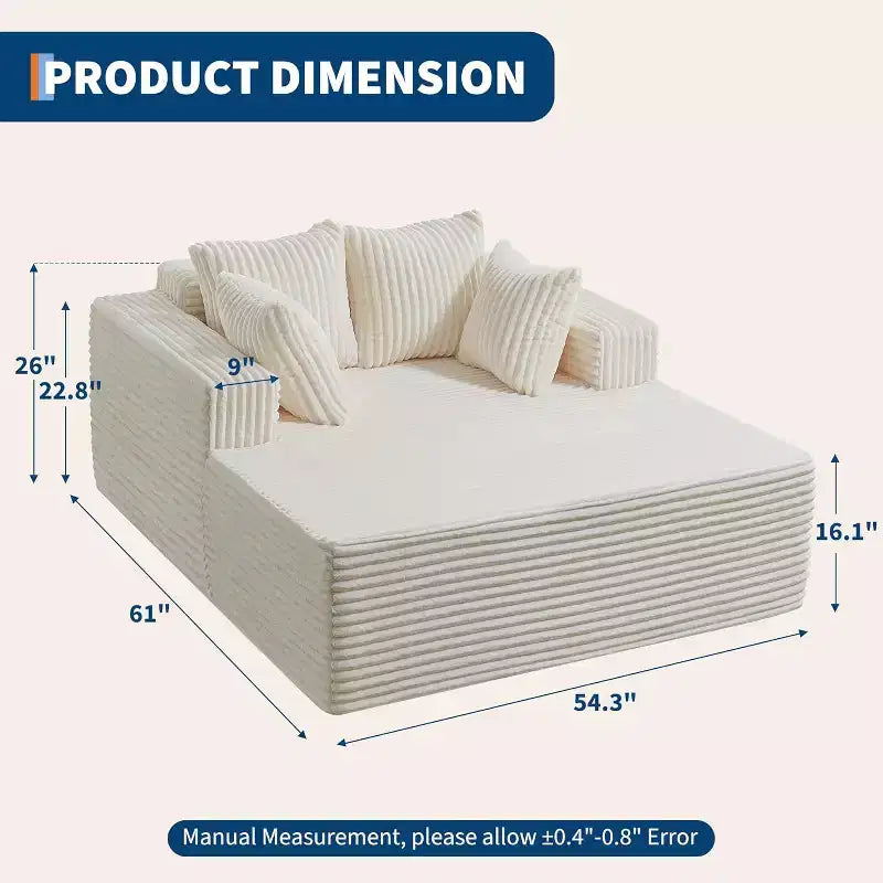 Poltrona a 2 Posti in Velluto a Coste con Cuscini, Cloud Lounger per Soggiorno e Camera da Letto, Divano Letto Pieghevole Senza Montaggio, Design Compatto Salvaspazio