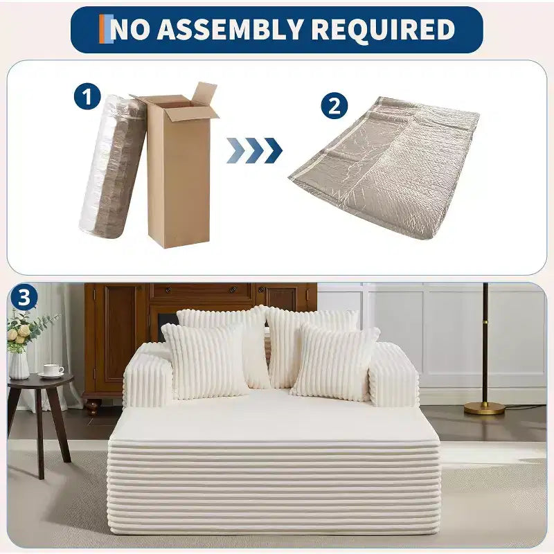 Poltrona a 2 Posti in Velluto a Coste con Cuscini, Cloud Lounger per Soggiorno e Camera da Letto, Divano Letto Pieghevole Senza Montaggio, Design Compatto Salvaspazio