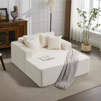 Corduroy Loveseat Sofa Chair with Pillows, Cloud Lounger for Living Room and Bedroom, No Assembly Fold Out Sleeper Couch, Compact Space-Saving Design