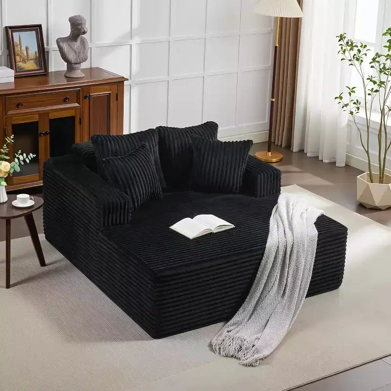 Poltrona a 2 Posti in Velluto a Coste con Cuscini, Cloud Lounger per Soggiorno e Camera da Letto, Divano Letto Pieghevole Senza Montaggio, Design Compatto Salvaspazio