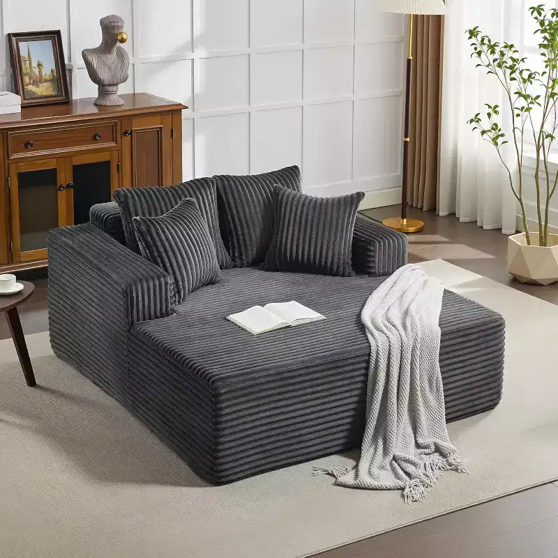 Poltrona a 2 Posti in Velluto a Coste con Cuscini, Cloud Lounger per Soggiorno e Camera da Letto, Divano Letto Pieghevole Senza Montaggio, Design Compatto Salvaspazio
