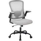 Sedia da ufficio ergonomica premium in rete grigio chiaro - Altezza regolabile, braccioli ribaltabili e supporto lombare - Comoda seduta girevole per casa, gaming e lavoro