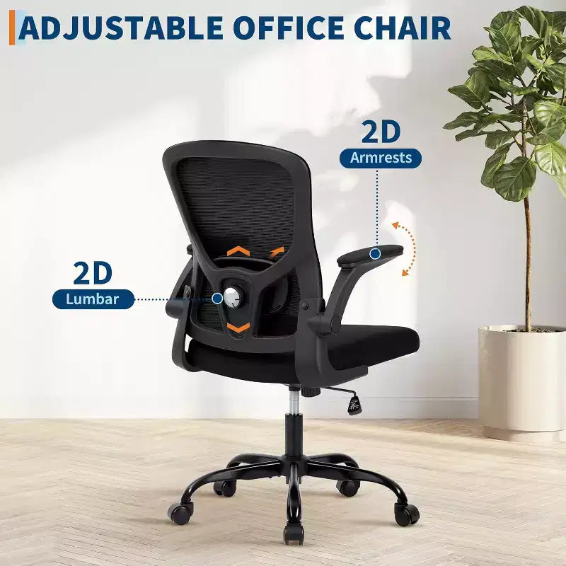 Sedia da ufficio ergonomica premium in rete grigio chiaro - Altezza regolabile, braccioli ribaltabili e supporto lombare - Comoda seduta girevole per casa, gaming e lavoro