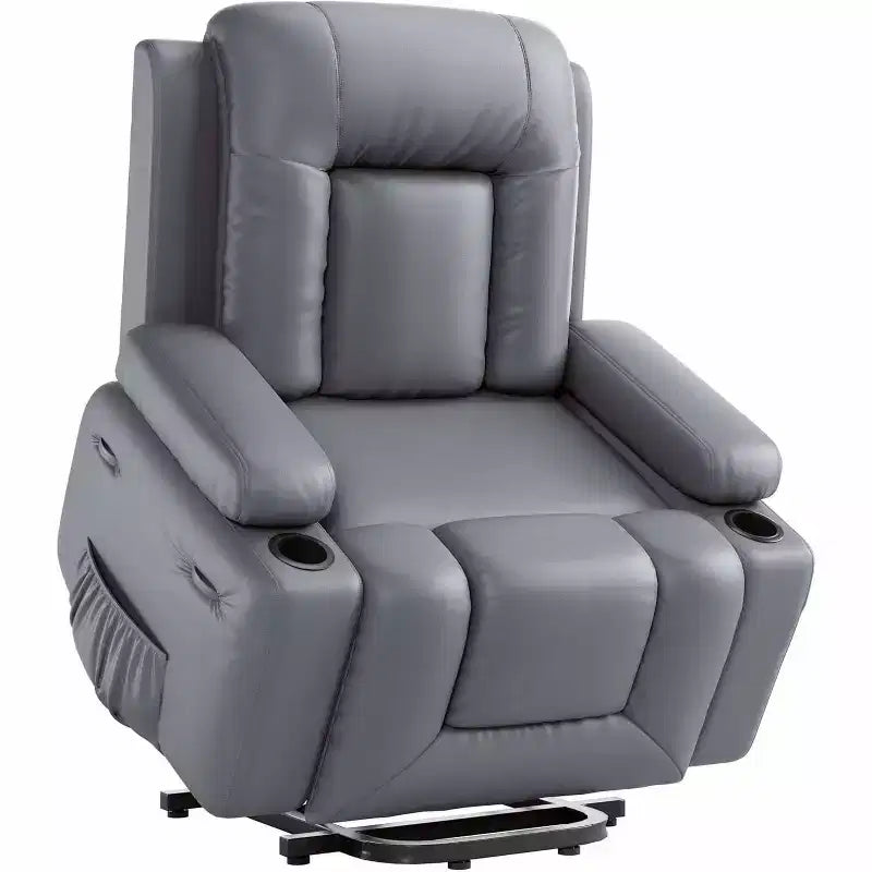 Poltrona reclinabile Power Lift con calore e massaggio - Poltrona regolabile, in ecopelle PU, con supporto ergonomico per schiena/gambe per anziani e persone con problemi di mobilità