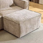 Divano a 3 posti a L senza struttura in ciniglia grigia con braccioli quadrati Karl Home | 279 cm L con pouf