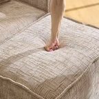 Divano a 3 posti a L senza struttura in ciniglia grigia con braccioli quadrati Karl Home | 279 cm L con pouf