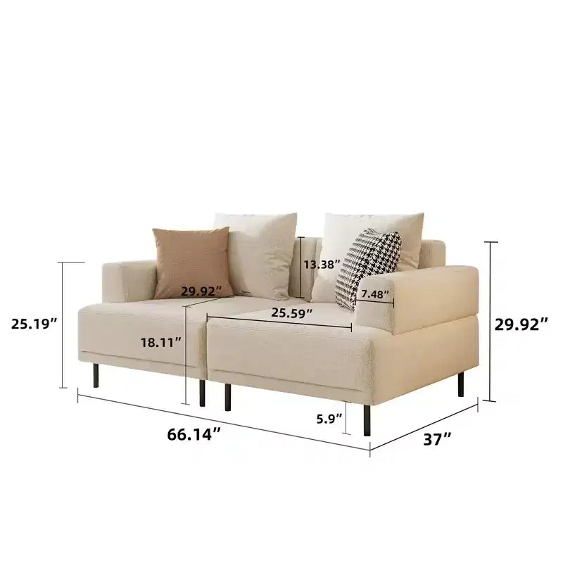 Divano Sezionale Modulare Gaoyangjiaju 66.1 Largo, Moderno di Metà Secolo, in Tessuto con Sedute Comode, Adatto per il Soggiorno - Beige