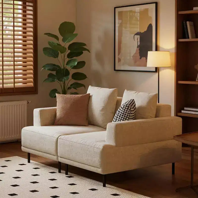 Divano Sezionale Modulare Gaoyangjiaju 66.1 Largo, Moderno di Metà Secolo, in Tessuto con Sedute Comode, Adatto per il Soggiorno - Beige
