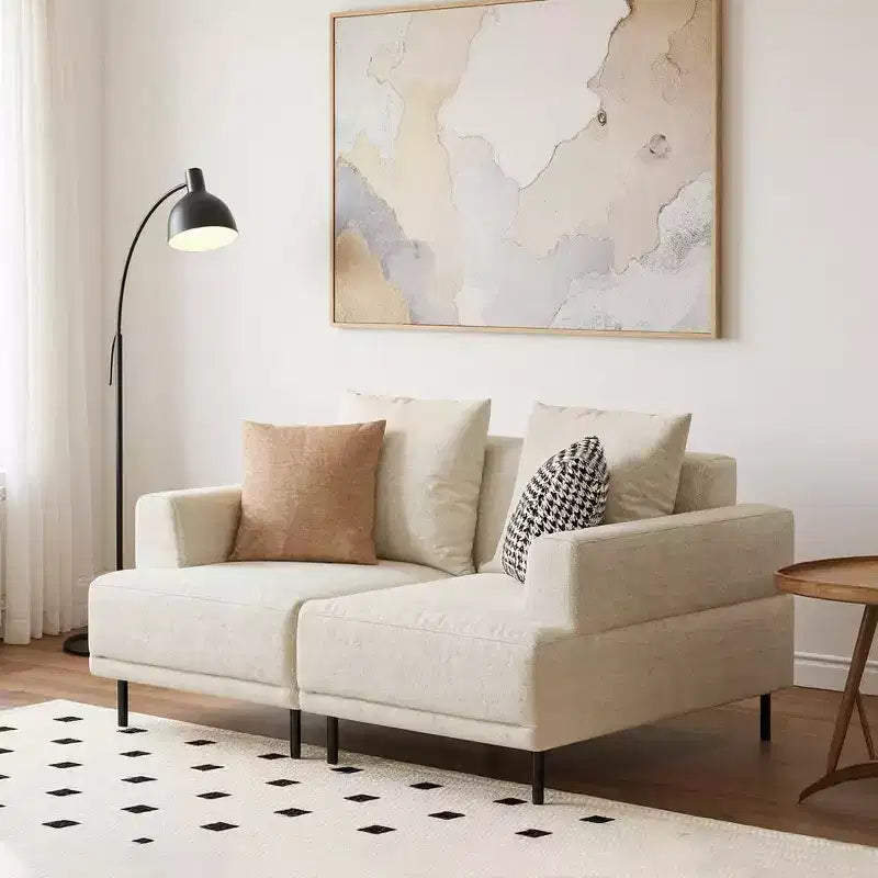 Divano Sezionale Modulare Gaoyangjiaju 66.1 Largo, Moderno di Metà Secolo, in Tessuto con Sedute Comode, Adatto per il Soggiorno - Beige