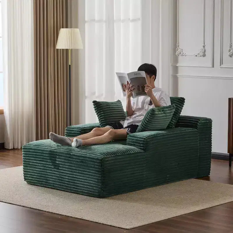 Divano Letto Chaise Lounge Moderno Oversize Okak con Braccioli e Cuscini Decorativi, Divano Futon Imbottito con Seduta Profonda per Soggiorno