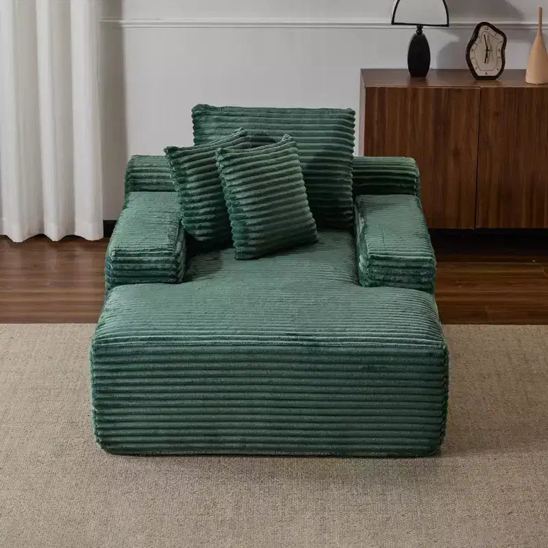 Divano Letto Chaise Lounge Moderno Oversize Okak con Braccioli e Cuscini Decorativi, Divano Futon Imbottito con Seduta Profonda per Soggiorno