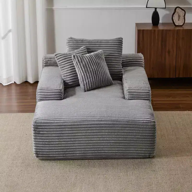 Divano Letto Chaise Lounge Moderno Oversize Okak con Braccioli e Cuscini Decorativi, Divano Futon Imbottito con Seduta Profonda per Soggiorno