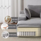 Divano Letto Chaise Lounge Moderno Oversize Okak con Braccioli e Cuscini Decorativi, Divano Futon Imbottito con Seduta Profonda per Soggiorno