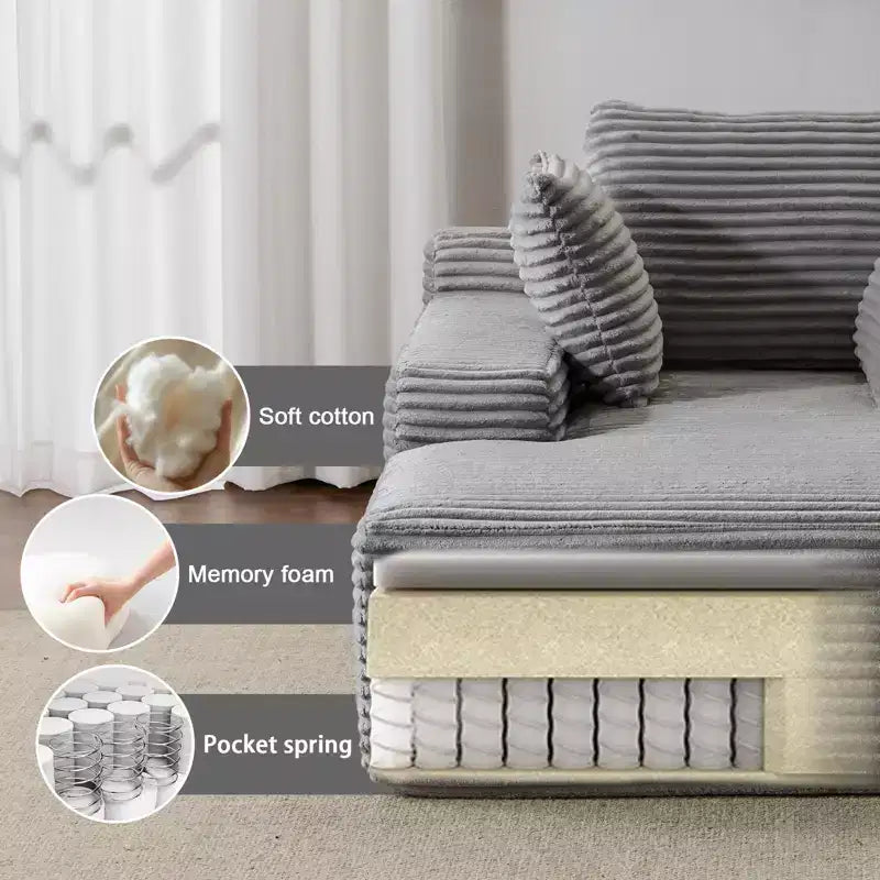 Divano Letto Chaise Lounge Moderno Oversize Okak con Braccioli e Cuscini Decorativi, Divano Futon Imbottito con Seduta Profonda per Soggiorno