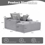 Divano Letto Chaise Lounge Moderno Oversize Okak con Braccioli e Cuscini Decorativi, Divano Futon Imbottito con Seduta Profonda per Soggiorno