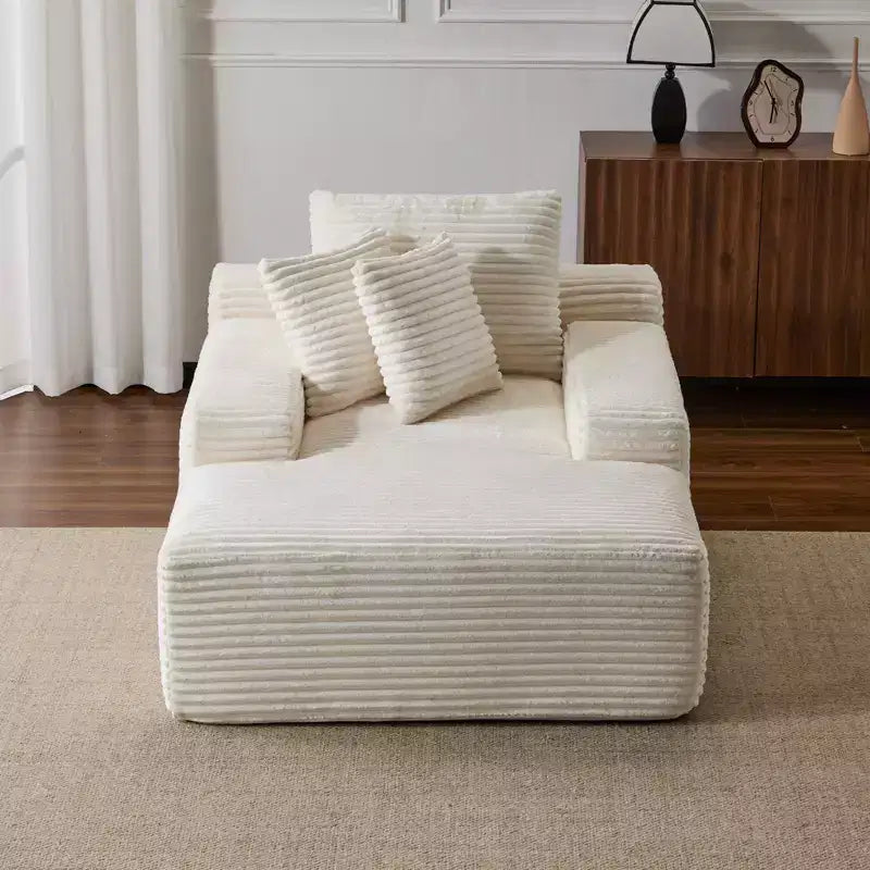 Divano Letto Chaise Lounge Moderno Oversize Okak con Braccioli e Cuscini Decorativi, Divano Futon Imbottito con Seduta Profonda per Soggiorno