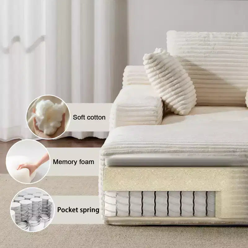 Divano Letto Chaise Lounge Moderno Oversize Okak con Braccioli e Cuscini Decorativi, Divano Futon Imbottito con Seduta Profonda per Soggiorno
