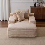 Divano Letto Chaise Lounge Moderno Oversize Okak con Braccioli e Cuscini Decorativi, Divano Futon Imbottito con Seduta Profonda per Soggiorno