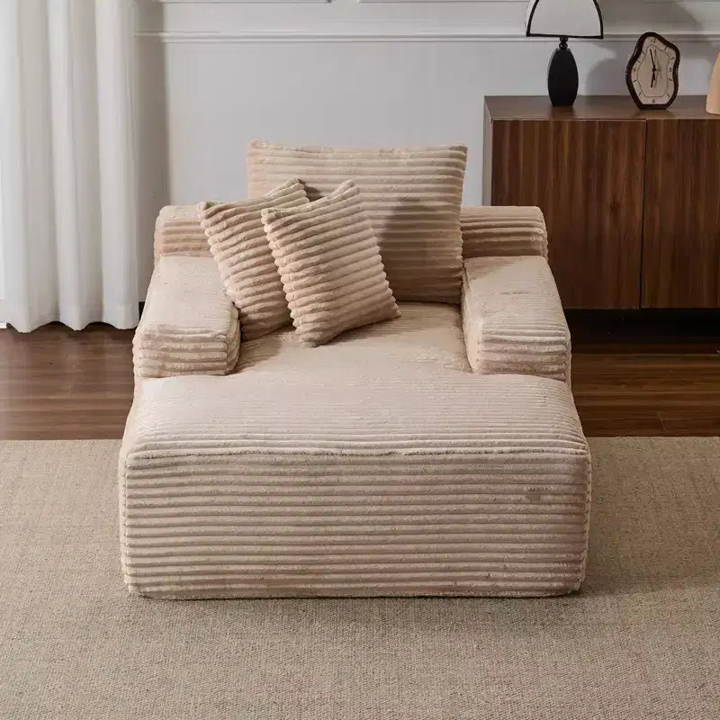 Divano Letto Chaise Lounge Moderno Oversize Okak con Braccioli e Cuscini Decorativi, Divano Futon Imbottito con Seduta Profonda per Soggiorno