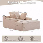 Divano Letto Chaise Lounge Moderno Oversize Okak con Braccioli e Cuscini Decorativi, Divano Futon Imbottito con Seduta Profonda per Soggiorno