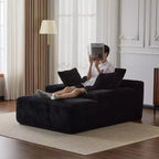 Divano Letto Chaise Lounge Moderno Oversize Okak con Braccioli e Cuscini Decorativi, Divano Futon Imbottito con Seduta Profonda per Soggiorno