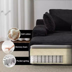 Divano Letto Chaise Lounge Moderno Oversize Okak con Braccioli e Cuscini Decorativi, Divano Futon Imbottito con Seduta Profonda per Soggiorno