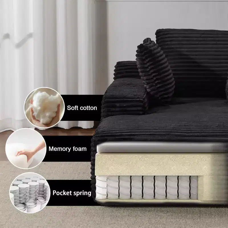 Divano Letto Chaise Lounge Moderno Oversize Okak con Braccioli e Cuscini Decorativi, Divano Futon Imbottito con Seduta Profonda per Soggiorno