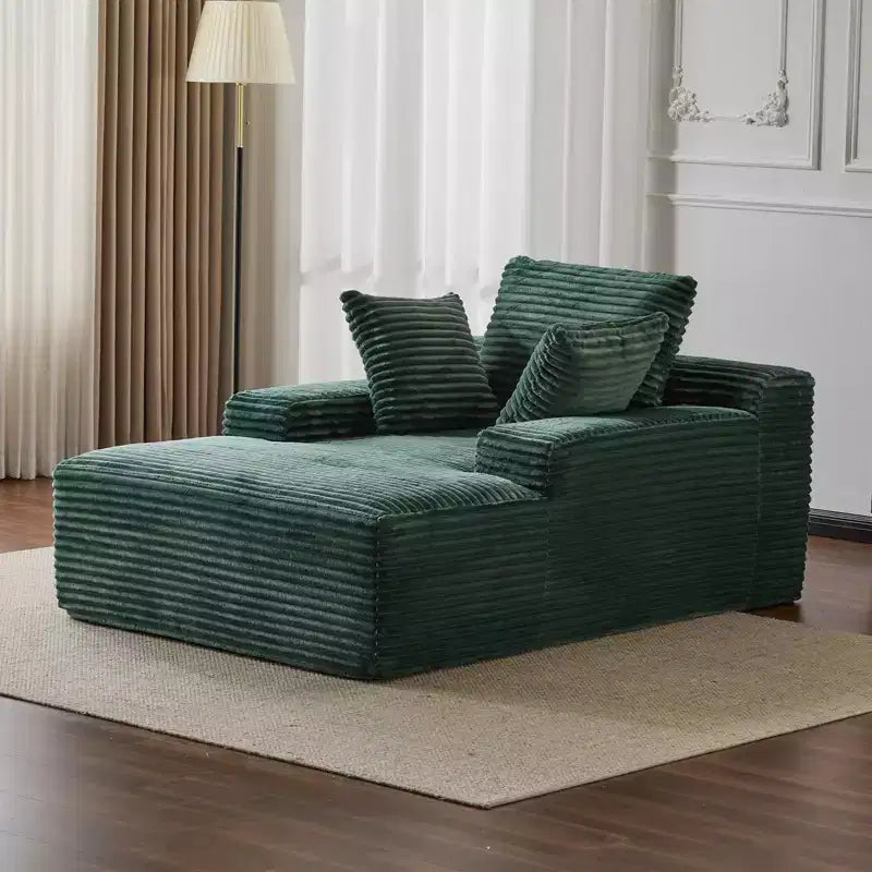 Divano Letto Chaise Lounge Moderno Oversize Okak con Braccioli e Cuscini Decorativi, Divano Futon Imbottito con Seduta Profonda per Soggiorno