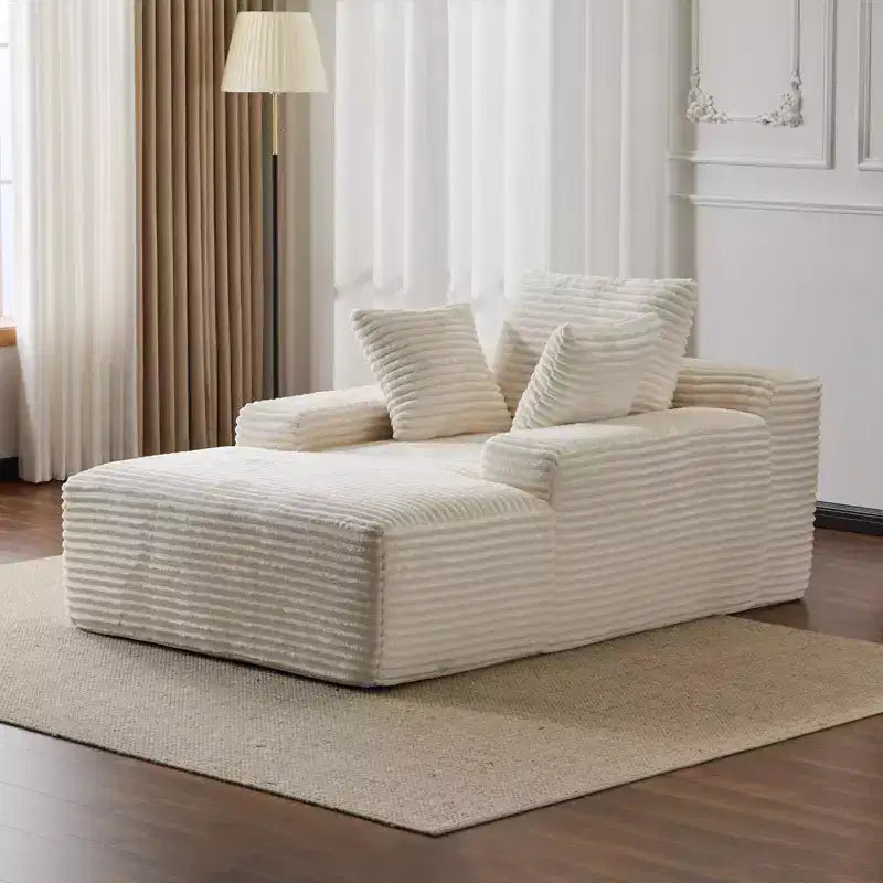 Divano Letto Chaise Lounge Moderno Oversize Okak con Braccioli e Cuscini Decorativi, Divano Futon Imbottito con Seduta Profonda per Soggiorno