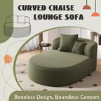 Divano Letto Chaise Longue Ovale Moderno Okak con Cuscini di Supporto, Divano Futon Imbottito con Seduta Profonda per Soggiorno