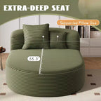 Divano Letto Chaise Longue Ovale Moderno Okak con Cuscini di Supporto, Divano Futon Imbottito con Seduta Profonda per Soggiorno