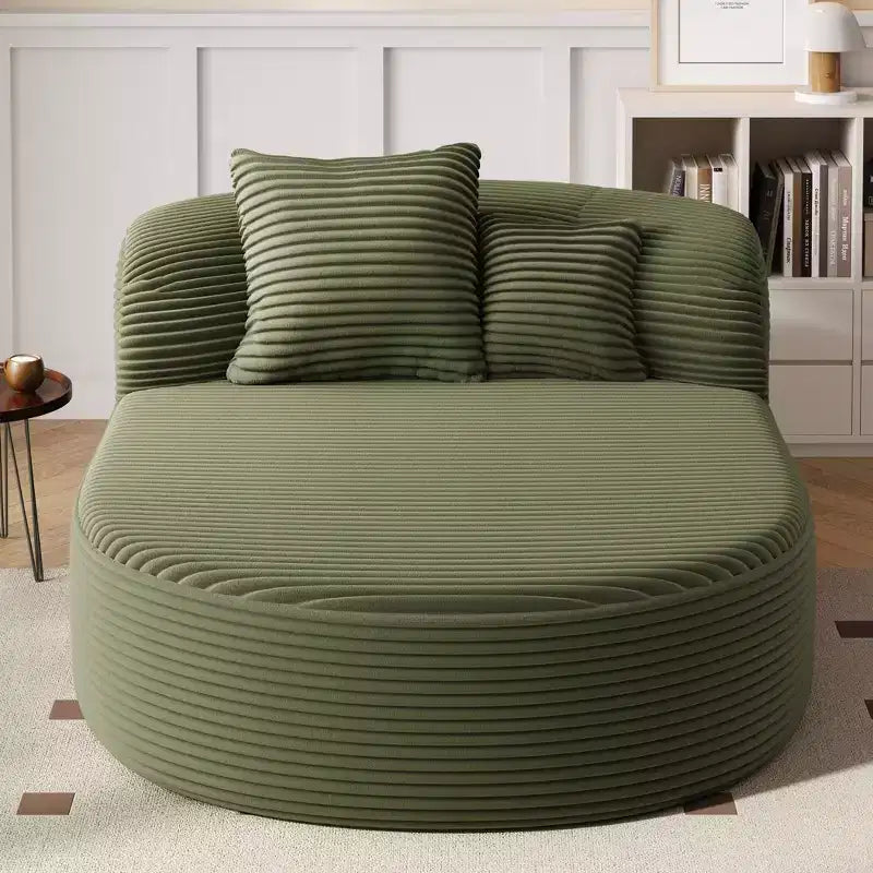 Divano Letto Chaise Longue Ovale Moderno Okak con Cuscini di Supporto, Divano Futon Imbottito con Seduta Profonda per Soggiorno