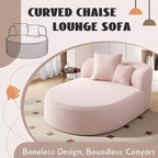 Divano Letto Chaise Longue Ovale Moderno Okak con Cuscini di Supporto, Divano Futon Imbottito con Seduta Profonda per Soggiorno