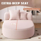 Divano Letto Chaise Longue Ovale Moderno Okak con Cuscini di Supporto, Divano Futon Imbottito con Seduta Profonda per Soggiorno