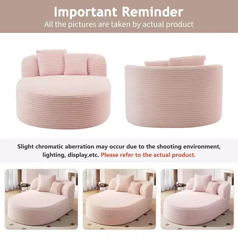 Divano Letto Chaise Longue Ovale Moderno Okak con Cuscini di Supporto, Divano Futon Imbottito con Seduta Profonda per Soggiorno
