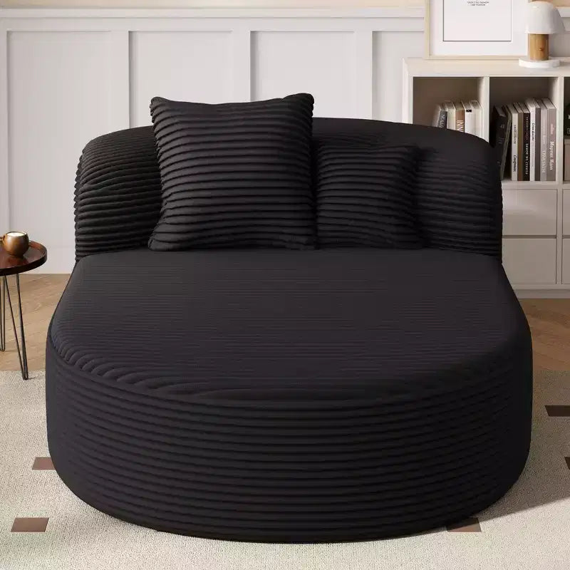 Divano Letto Chaise Longue Ovale Moderno Okak con Cuscini di Supporto, Divano Futon Imbottito con Seduta Profonda per Soggiorno