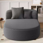 Divano Letto Chaise Longue Ovale Moderno Okak con Cuscini di Supporto, Divano Futon Imbottito con Seduta Profonda per Soggiorno