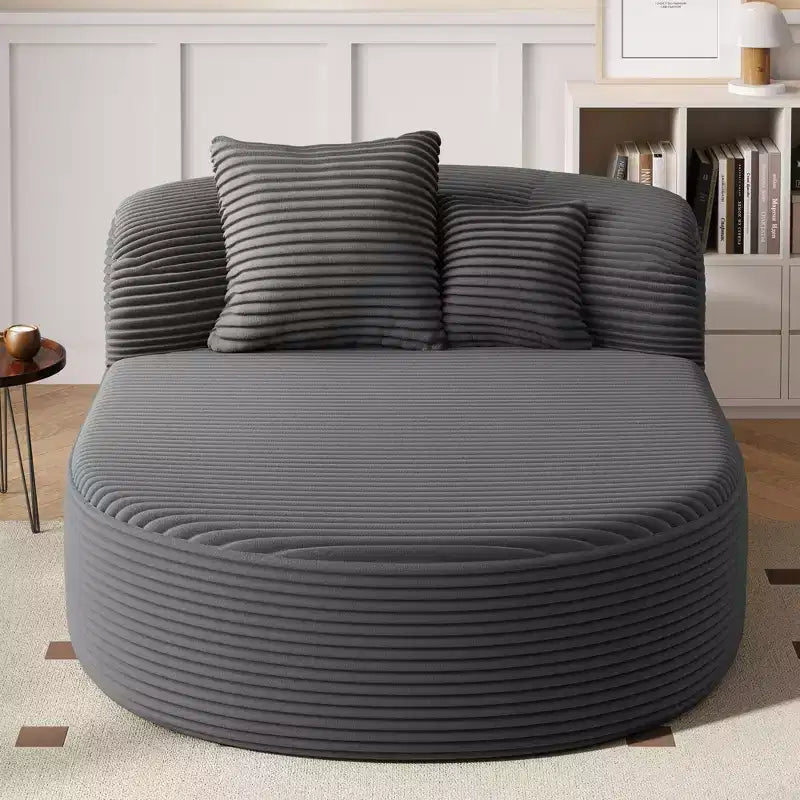 Divano Letto Chaise Longue Ovale Moderno Okak con Cuscini di Supporto, Divano Futon Imbottito con Seduta Profonda per Soggiorno