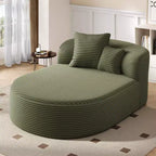 Divano Letto Chaise Longue Ovale Moderno Okak con Cuscini di Supporto, Divano Futon Imbottito con Seduta Profonda per Soggiorno