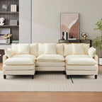 Divano moderno a L da 112 pollici, modulare, a combinazione "nuvola", con pouf, set componibile a 3 posti in ciniglia con 1 poggiapiedi per la casa