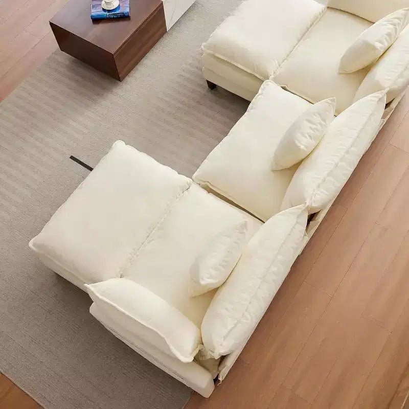 Divano moderno a L da 112 pollici, modulare, a combinazione "nuvola", con pouf, set componibile a 3 posti in ciniglia con 1 poggiapiedi per la casa
