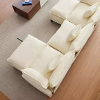 Divano moderno a L da 112 pollici, modulare, a combinazione "nuvola", con pouf, set componibile a 3 posti in ciniglia con 1 poggiapiedi per la casa