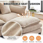 Divano moderno a L da 112 pollici, modulare, a combinazione "nuvola", con pouf, set componibile a 3 posti in ciniglia con 1 poggiapiedi per la casa