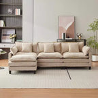 Divano moderno a L da 112 pollici, modulare, a combinazione "nuvola", con pouf, set componibile a 3 posti in ciniglia con 1 poggiapiedi per la casa