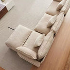 Divano moderno a L da 112 pollici, modulare, a combinazione "nuvola", con pouf, set componibile a 3 posti in ciniglia con 1 poggiapiedi per la casa