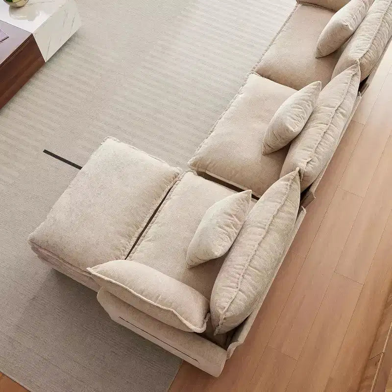 Divano moderno a L da 112 pollici, modulare, a combinazione "nuvola", con pouf, set componibile a 3 posti in ciniglia con 1 poggiapiedi per la casa