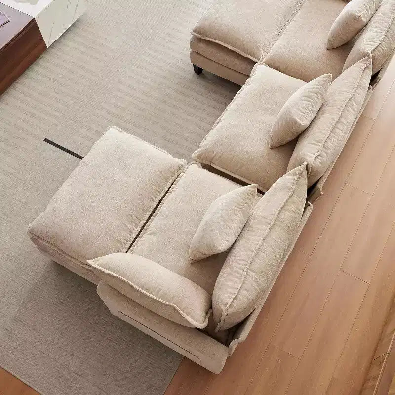 Divano moderno a L da 112 pollici, modulare, a combinazione "nuvola", con pouf, set componibile a 3 posti in ciniglia con 1 poggiapiedi per la casa
