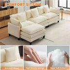 Divano moderno a L da 112 pollici, modulare, a combinazione "nuvola", con pouf, set componibile a 3 posti in ciniglia con 1 poggiapiedi per la casa