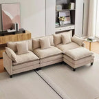 Divano moderno a L da 112 pollici, modulare, a combinazione "nuvola", con pouf, set componibile a 3 posti in ciniglia con 1 poggiapiedi per la casa